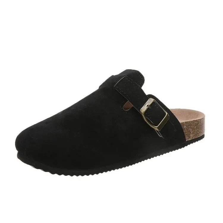 Cork Footbed Slippers For Women Men Fashion Clogs Leather Mules Female Home Street Shoes With Arch Support Indoor Outdoor Slides