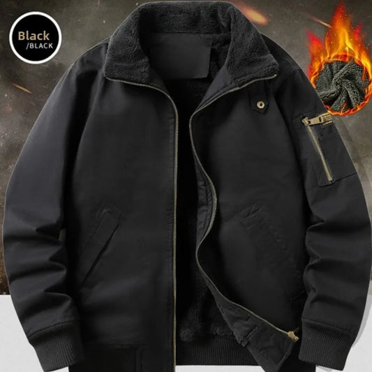 Winter Fashion Trendy Jacket for Men, Padded with Fleece and Thickened Lambswool, Casual and Loose-fitting,Warm Clothing for Men