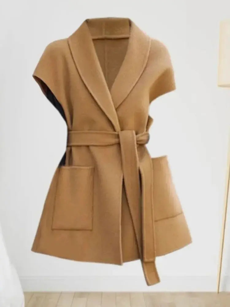 Fashion Wool Vest for Women Autumn and Winter Double-Sided Wool Mid-length Waistcoat Coat Elegant Female Horse Clip Tops Jacket