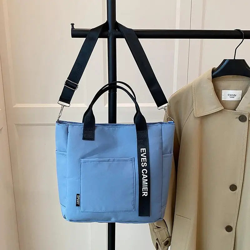 New Casual Tote Large Capacity Shoulder Bag Nylon Waterproof Canvas Handbag Simple Fashion Messenger Bags For Schoolgirl