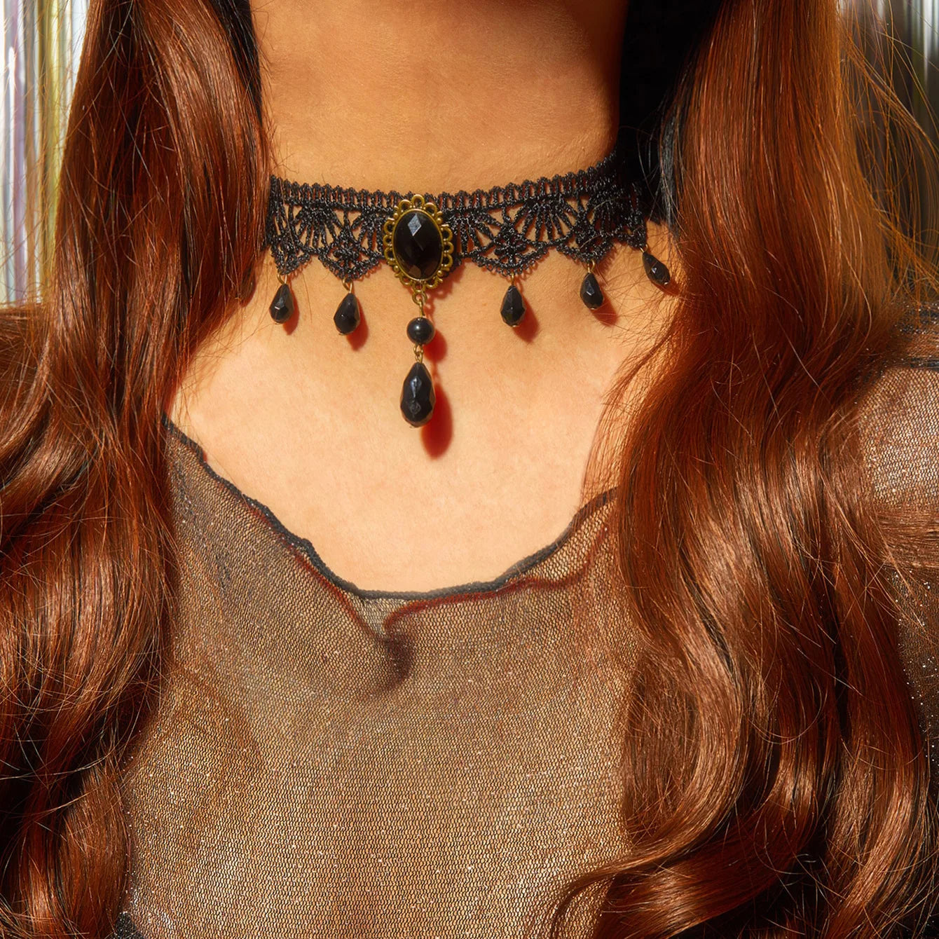 Black Lace Choker Necklace for Women Pendant Chains Bohemian Jewelry Cadenas Mujer Gift Halloween Decoration