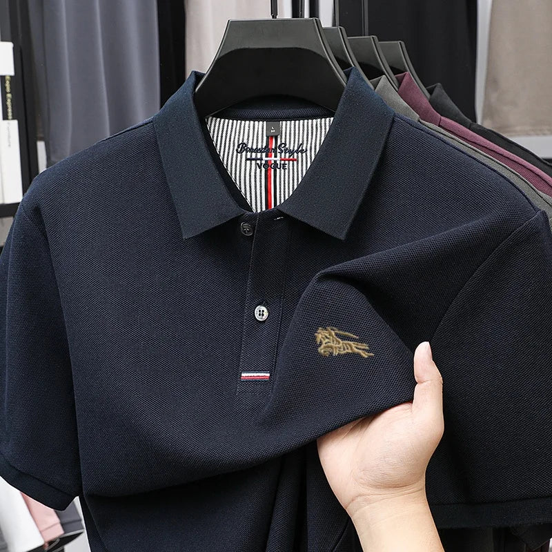 100% Pure Cotton Men's New Polo T-shirt Comfortable Breathable Cool Business Leisure Multi-scene Short Sleeve High-end Embroider