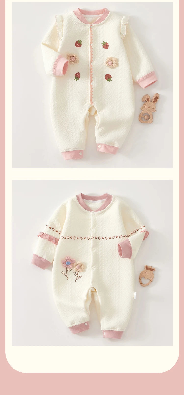Baby Clothes for Autumn, Class A, Baby Girl Full-Month Outfit, One-Piece Suit, Baby Silk-Lined Warm Newborn Romper