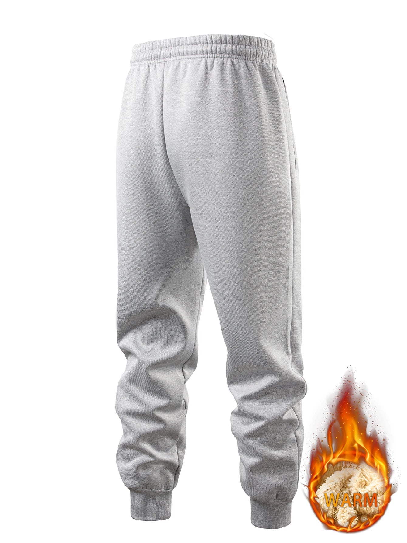 Men's casual pants autumn and winter lamb plush fleece sports pants men's jogging pants elastic waistband ankle-cuffed casual