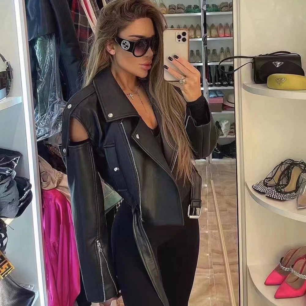 YOLOAgain Real Leather Jacket Women Cropped Jacket Spring 2025