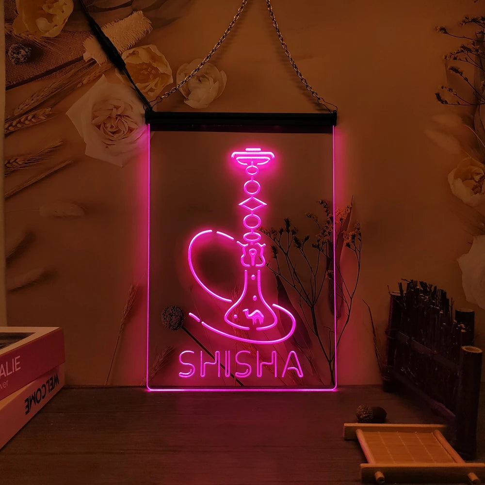 Hookah Shisha Shop Home Room Man Cave Decoration-3D Carving LED Neon Sign Home Decor Wall Wedding Creative Bedroom Desk