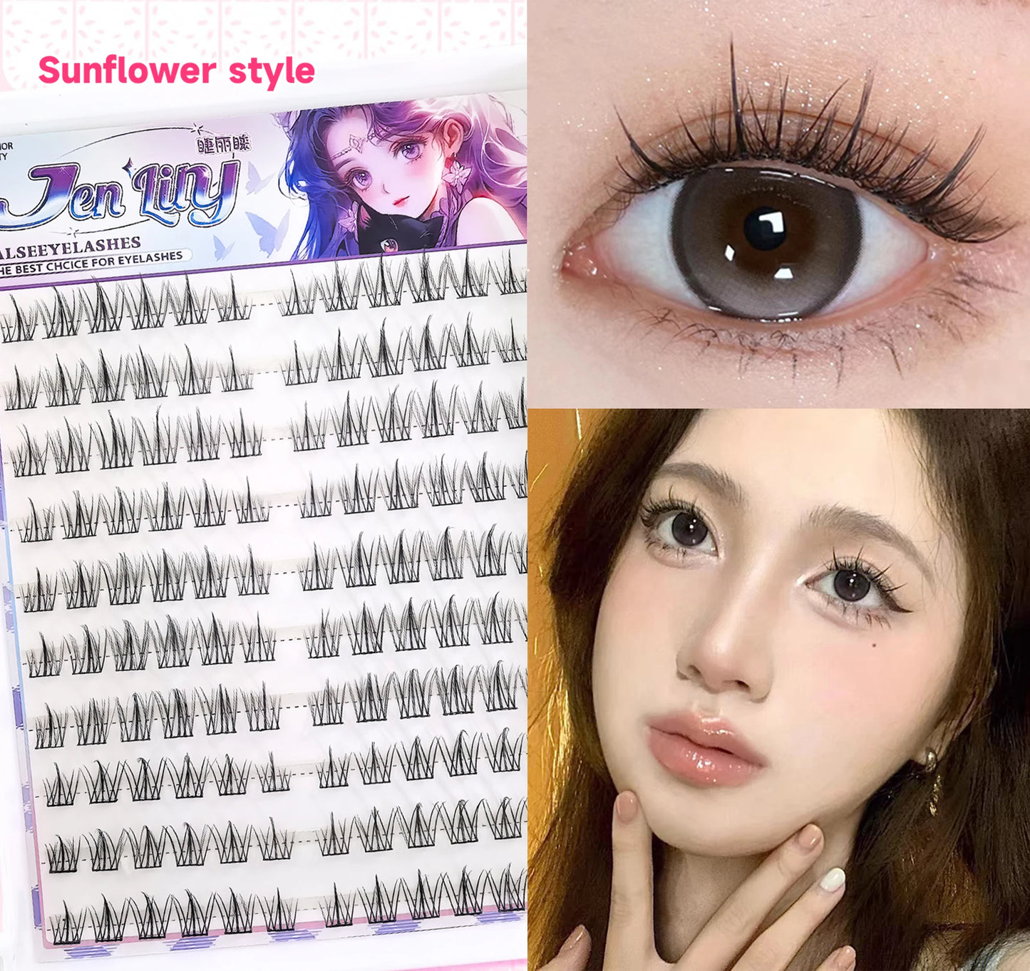 Jen Lily Glue-free False eyelashes: A Lazy Person's Trilogy - Natural and Seamless Beginner's Sunflower Eyelashes