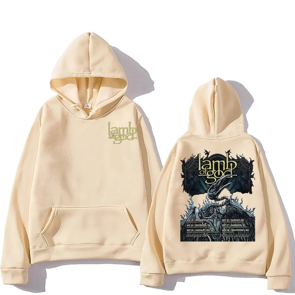 Mental Band Lamb of God Heavy Album Covers Graphic Print Hoodies Men Women Street Sweatshirts Loose Casual Oversized Pullovers