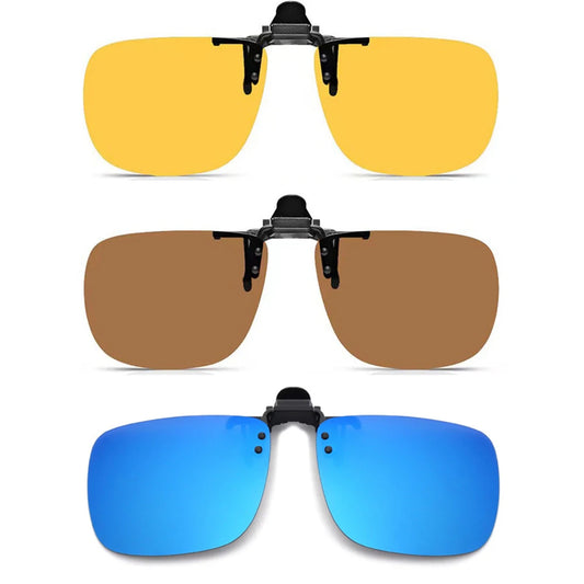 Polarized Sunglasses Men Clip On Yellow Lenses Night Vision Rimless Rectangle Sun Glasses Anti-glare UV400 Goggles 2026 Eyepiece