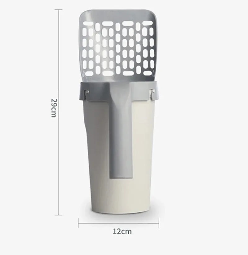 Cat Litter Shovel with Waste Bags Self Cleaning Cats Litter Scooper Portable Cat Litter Box Cleaning Tool Pet Cat Supplies
