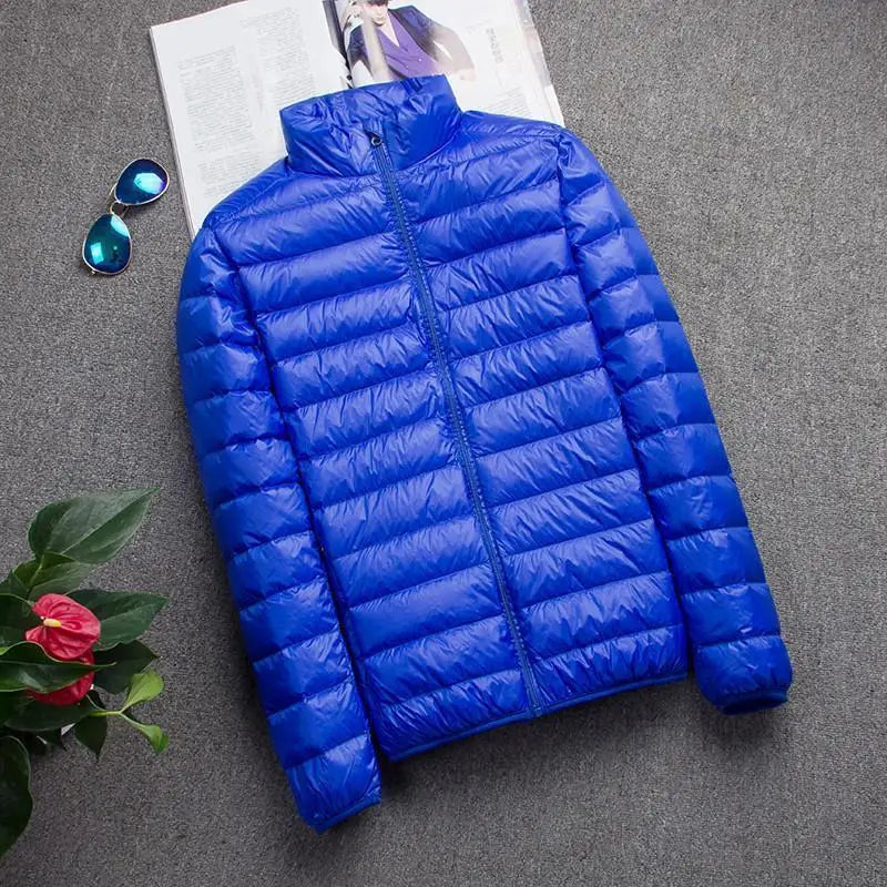 Portable Lightweight Short down Jacket for Men Autumn Winter Cotton Padded Stand Collar Casual Warm Elderly Friendly Outerwear