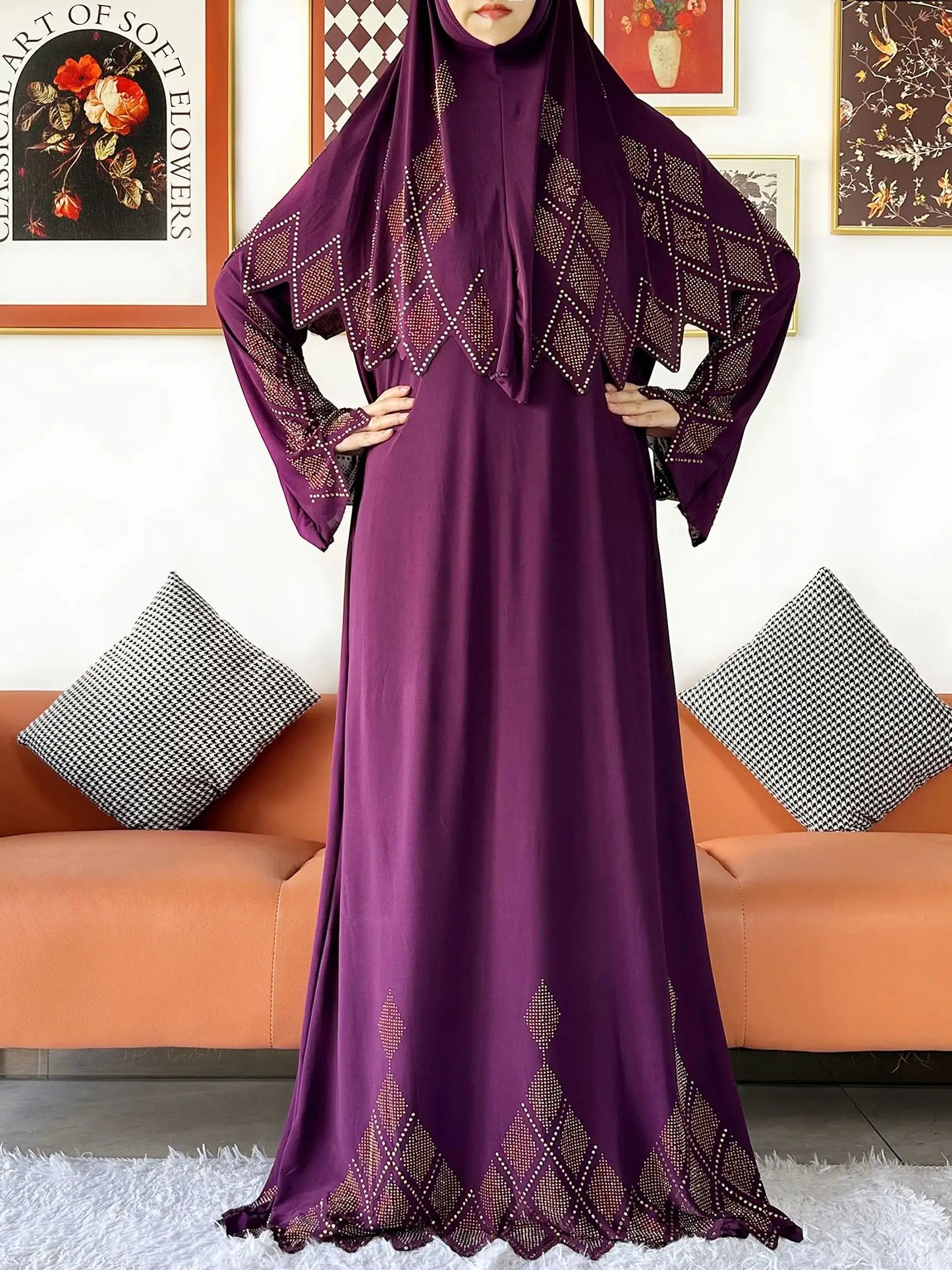 2025 Islamic Women's Hijab Scarf Long Dress Sets Prayer Garment Set Long Khimar Dress And Hijab Combo for Ramadan Daily Wear