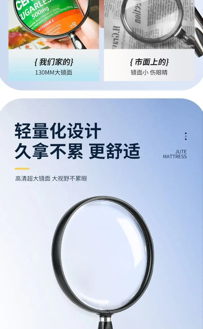 Magnifying Glass for The Elderly, High-definition, High-power, Extra-large Field of View, Hand-held