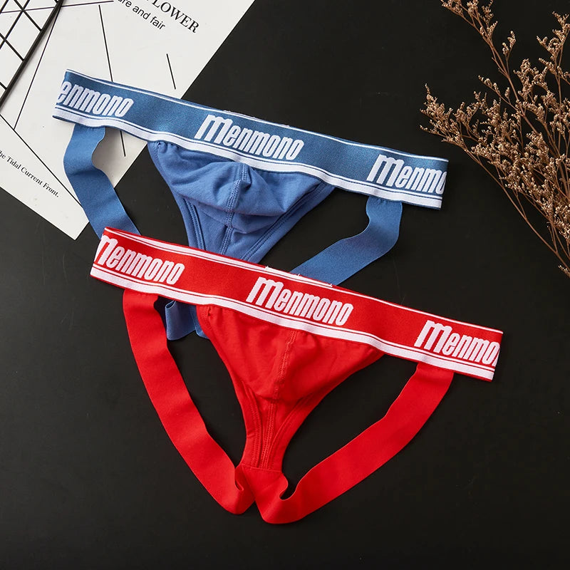 Men's thong pants  cotton double buttocks low waist sexy bullet separation design comfortable  simple white shorts