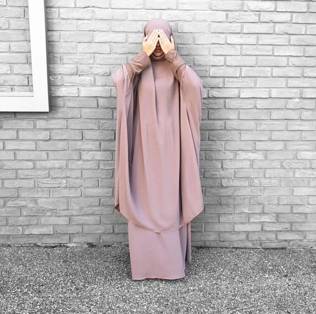 15 Colors Eid Hooded Muslim Dress Set Women Hijab Dress Prayer Garment Islamic Abaya Long Khimar Ramadan Gown Abayas Skirt Suit