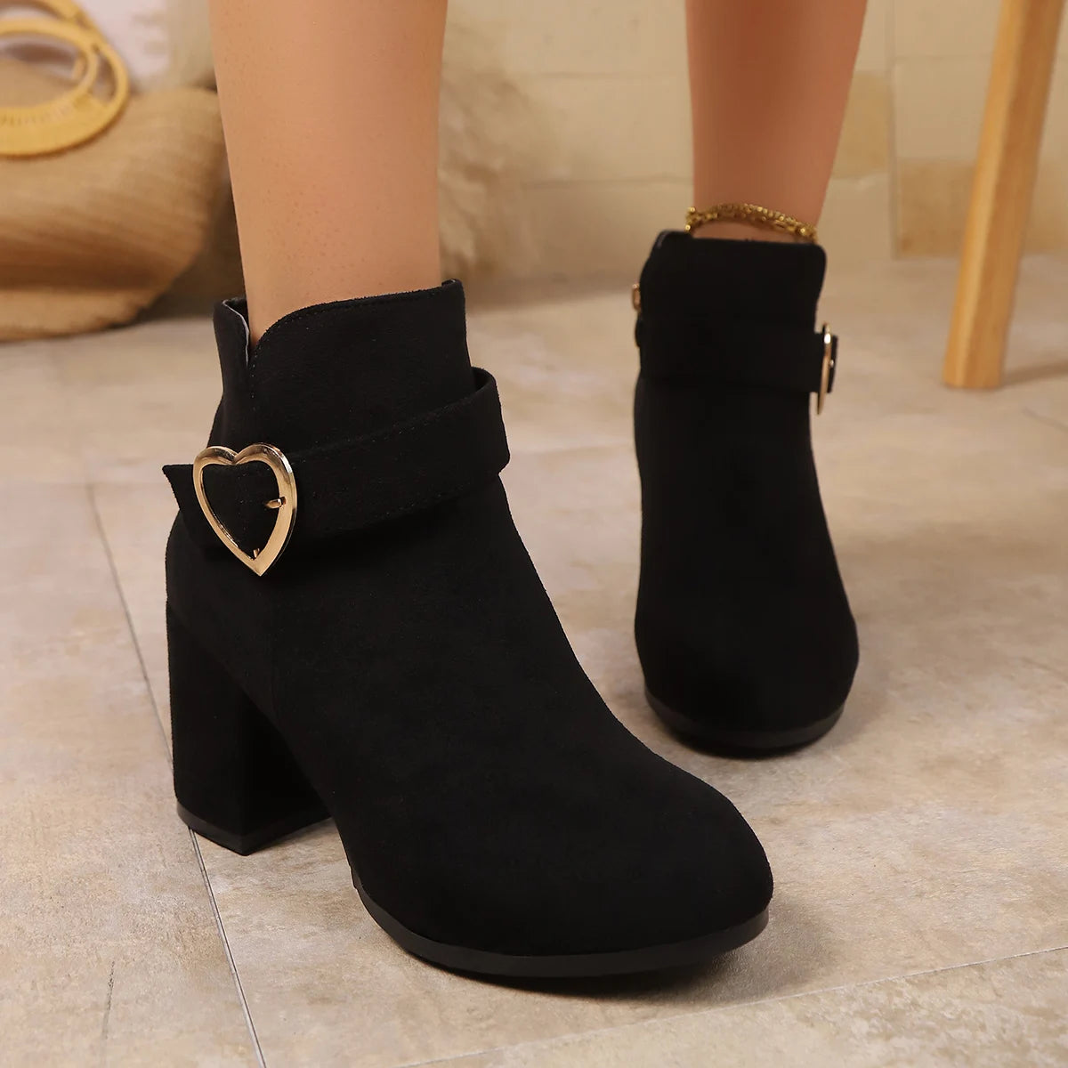 2026 New Women Anti-slip Ankle Boots Platform Zipper High Heels Short Boots Comfortable Designer Shoes Women Zapatos De Mujer