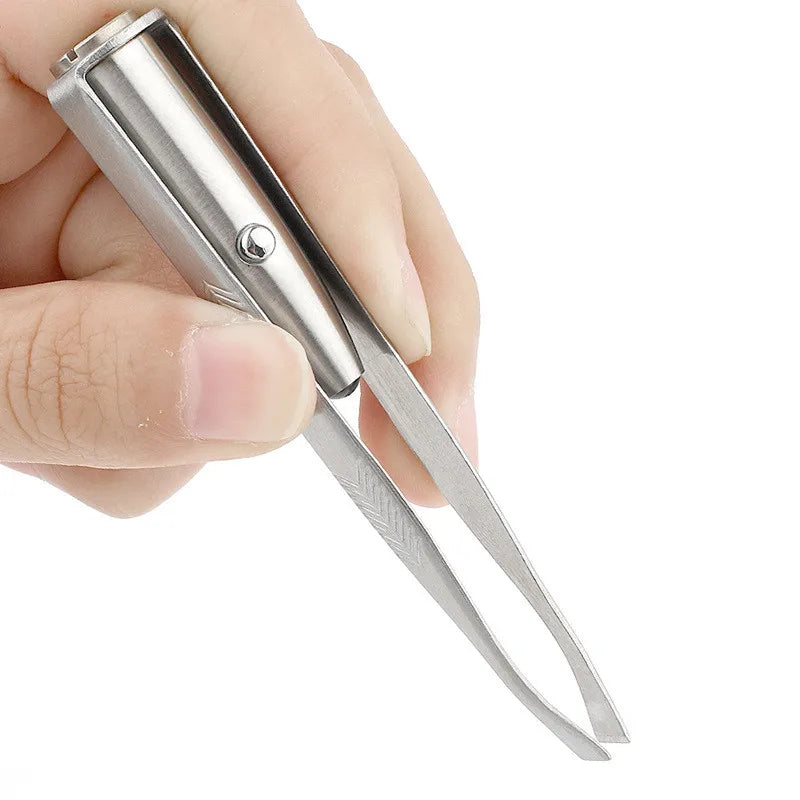 Stainless steel LED light eyebrow clip luminous eyebrow tweezers eyebrow clip beauty tool
