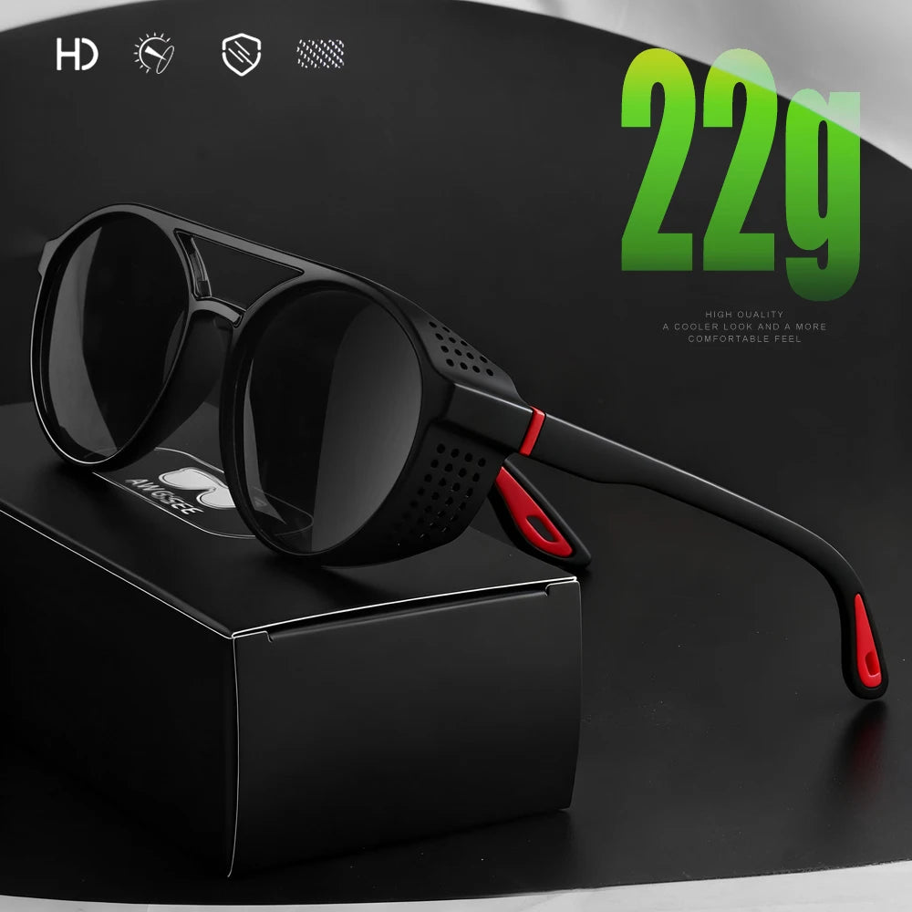 Round Polarized Sunglasses Steampunk Sun Glasses Sports Running Glasses for Fishing Driving for Men Women