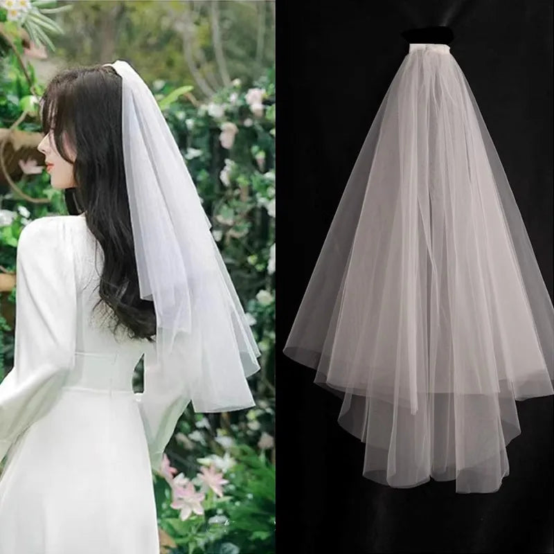 Wedding Veil Bridal Headwear Engagement Proposal Simple Elegant Soft Tulle Headpiece for Bride Ceremony Registration