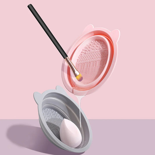 Makeup Brush Cleaning Set Silicone Foldable Beauty Blender Cleaner Tool Kit with Sponge Wash Agent for Cosmetic Brushes And Pad