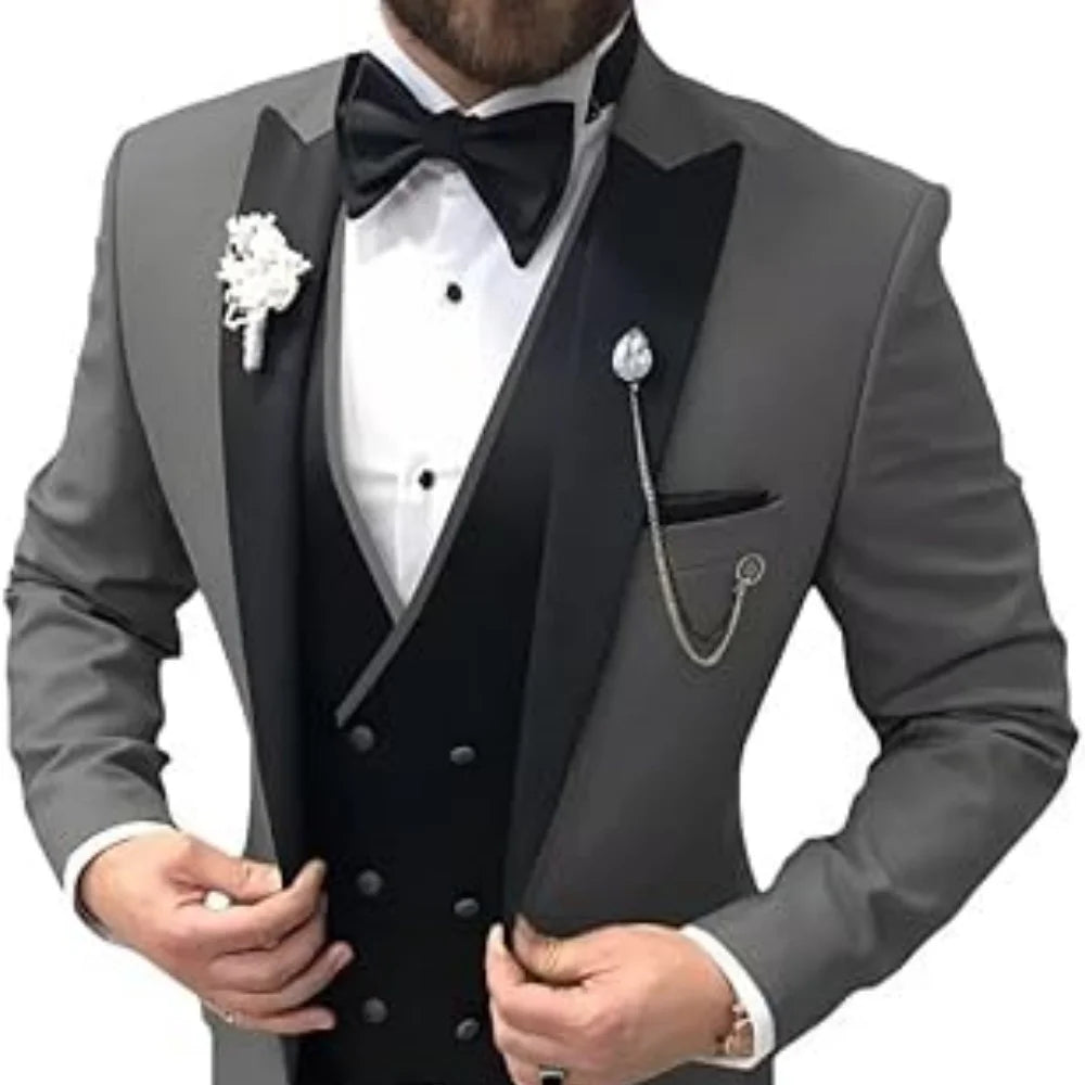 Elegant Suits For Men Wedding 3 Pieces Jackets Vest Pants Blazers Outfit Groom's Classic Full 2025 Formal Costume