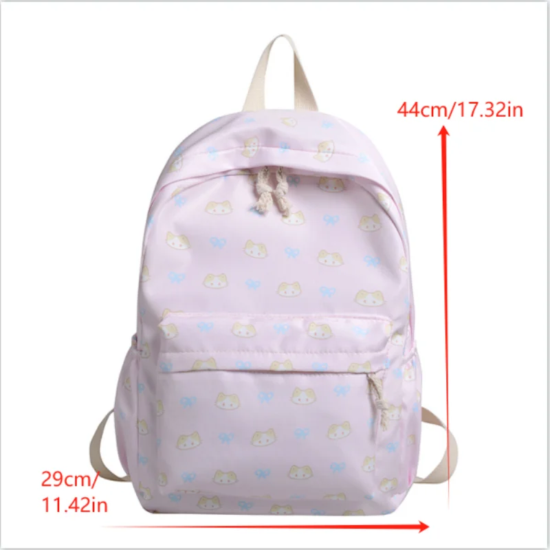 Cute Cartoon Cat Printed Backpack Large Capacity Student Schoolbag Fashion Delicate Trendy Girly Bag Portable Travel Bags Gifts