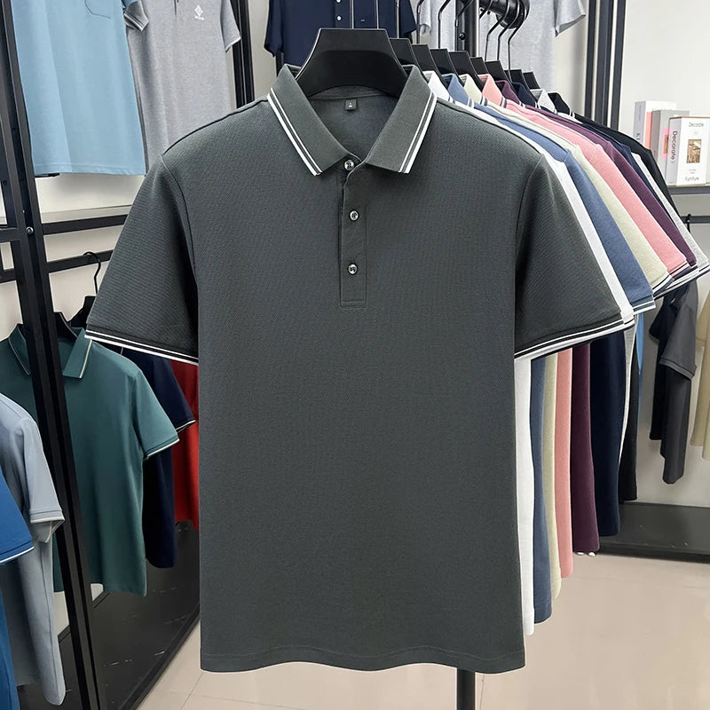 100% pure cotton men's polo shirt summer new fashion casual short sleeve comfortable luxury new simple solid color lapel T-shirt