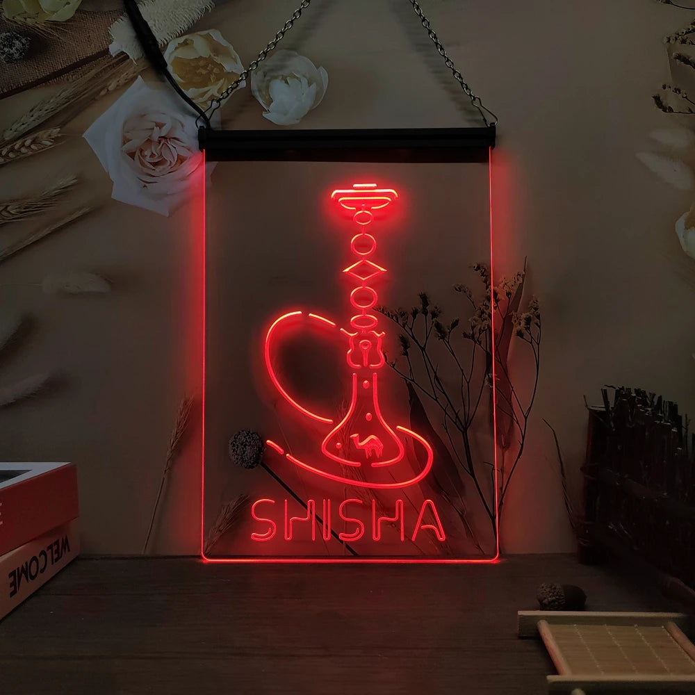 Hookah Shisha Shop Home Room Man Cave Decoration-3D Carving LED Neon Sign Home Decor Wall Wedding Creative Bedroom Desk