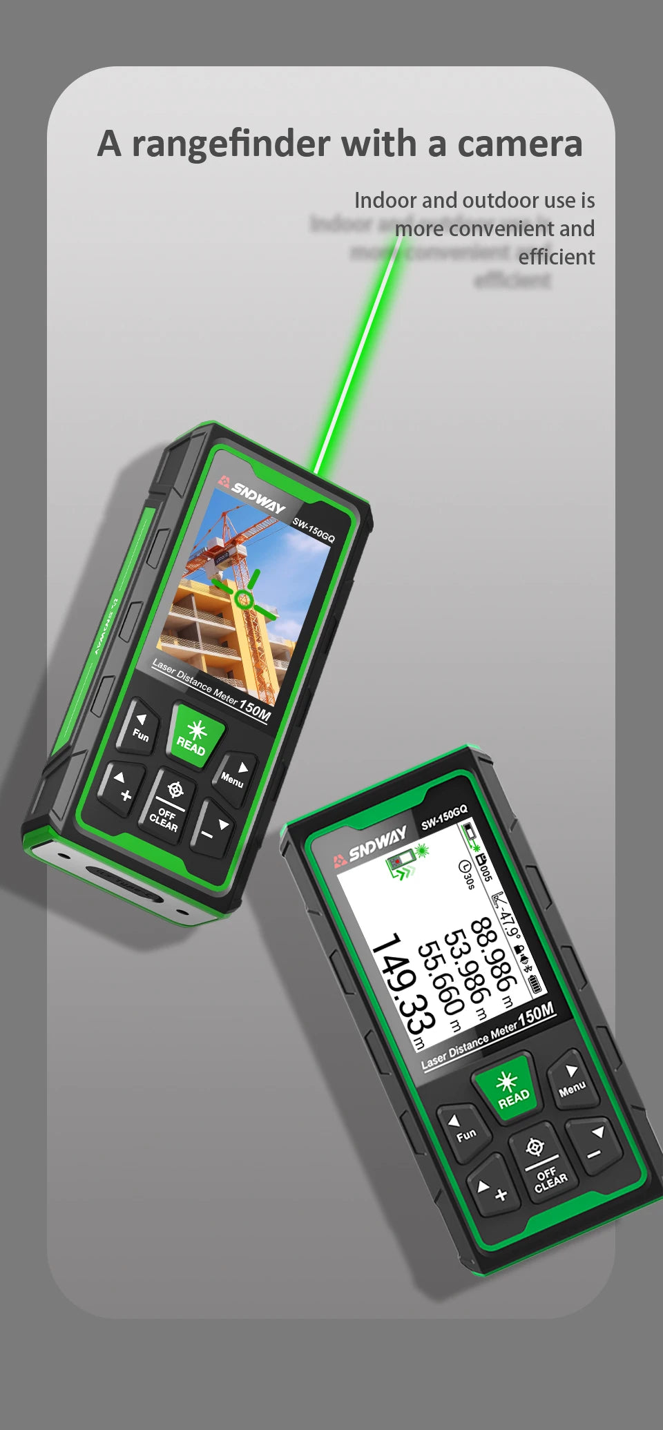 Laser Rangefinder Green Laser Distance Meter 80M/120M/150M Digital Rangefinder Tape Measure Electronic Level Ruler Roulette Tool