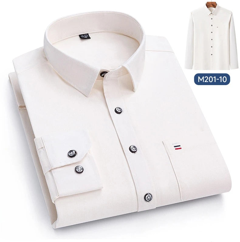 Luxury cotton single pocket long-sleeve shirts for men Smart Casual business regular fit shirt designer vintage black clothes