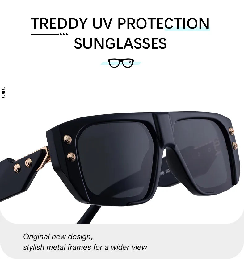 Polarized Oversized Square Sunglasses Men 2025 Luxury Brand Retro Steampunk Outdoor Sun Glasses Trendy Shield Shades UV400