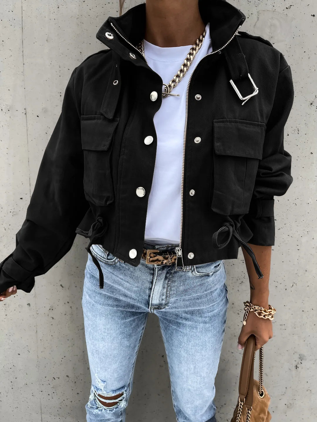Winter Jacket Women 2025 Streetwear Long Sleeve Top Bomber Trending Products Clothes Coats Short Tooling Style Coat Women
