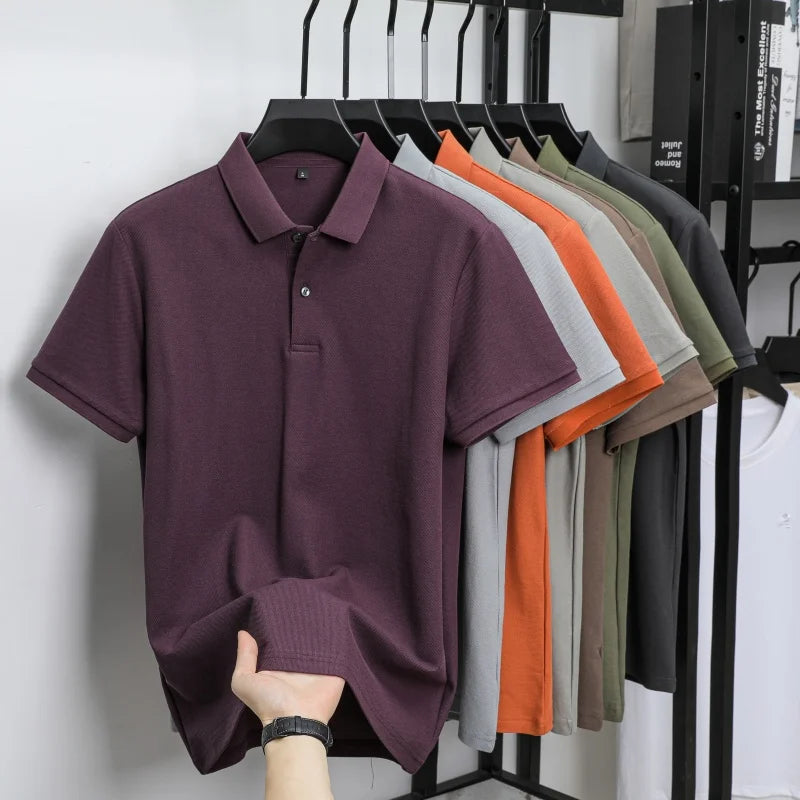 100% pure cotton men's new short-sleeved summer fashion Polo shirt, high-quality luxury premium T-shirt, business casual top