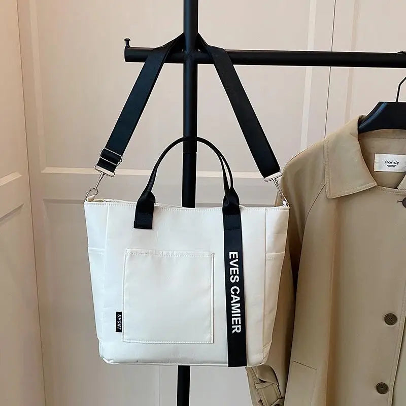 New Casual Tote Large Capacity Shoulder Bag Nylon Waterproof Canvas Handbag Simple Fashion Messenger Bags For Schoolgirl
