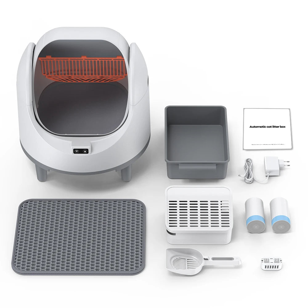 Self-Cleaning Cat Litter Box Easy to Clean Smart Cat Toilet with Cat Litter Mat Automatic Cat Litter Box By WIFI Control