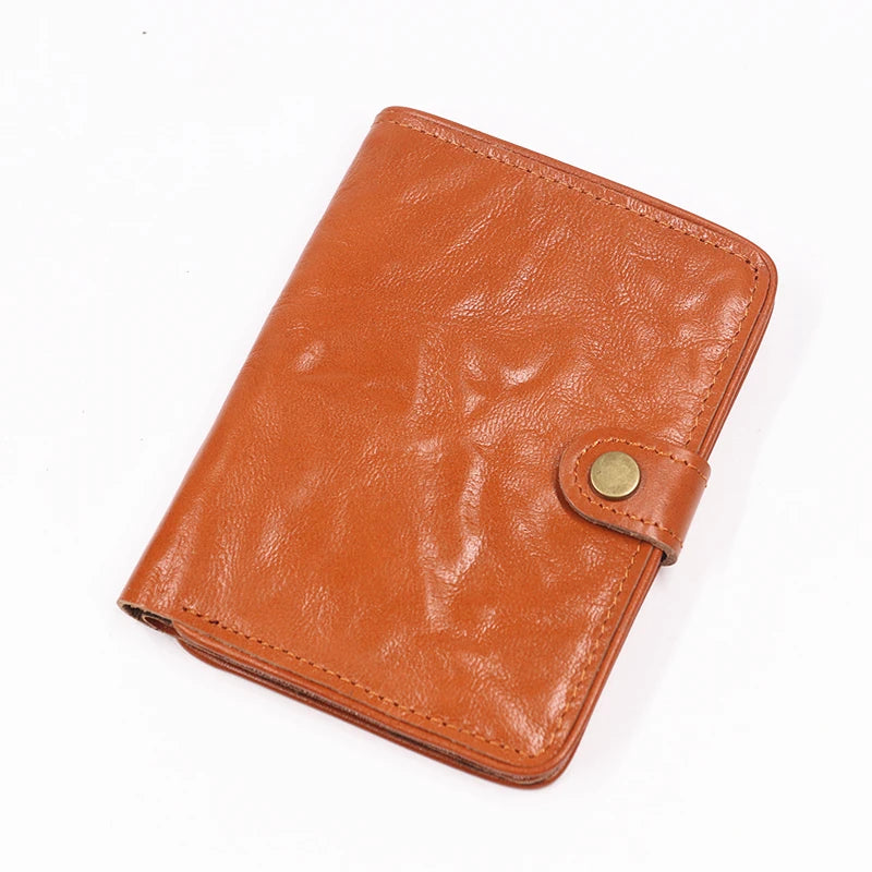 Genuine Leather Wallet For Men Vintage Real Cowhide Wrinkled Short Bifold Slim Thin Hasp Men's Wallets Purse Credit Card Holder