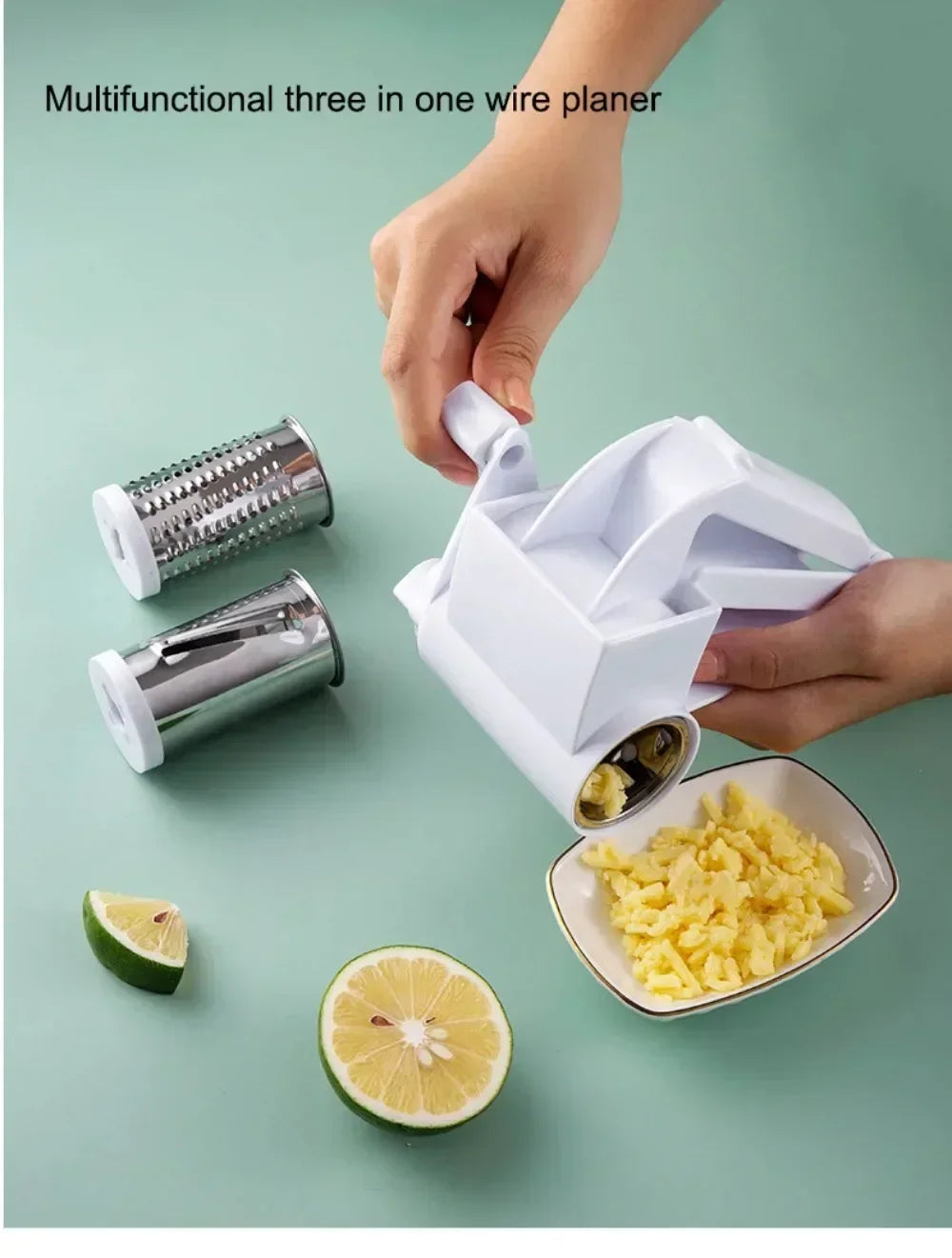 1 and 3 In 1 Kitchen Supplies Plastic Hand cranked rotating cheese planer creative cheese grater Multi functional cheese grater