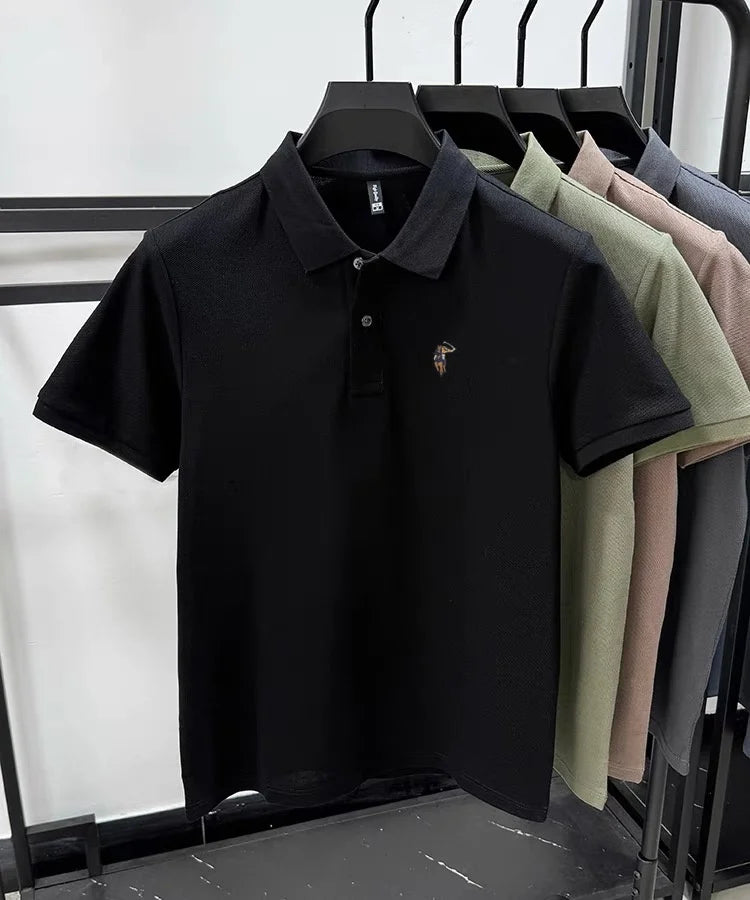 100% pure cotton new men's short sleeve summer comfortable breathable polo shirt high-end brand designer embroidered T-shirt top