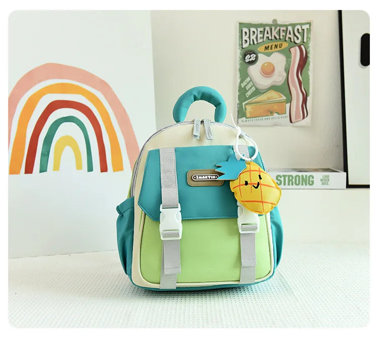 New Large-capacity Backpack Children Kindergarten Backpack Boys Girls Kids Load-reducing Color-blocking Double-shoulder Bag