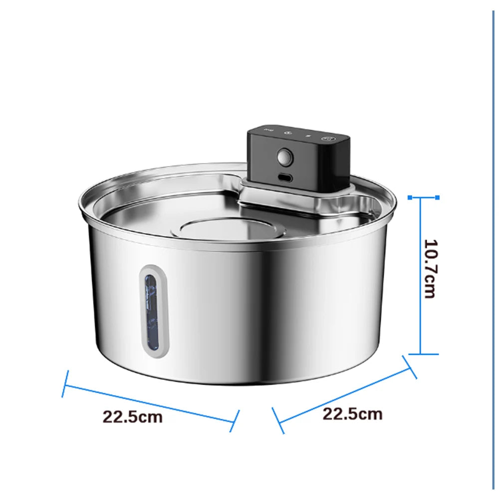 Stainless Steel Wireless Cat Water Fountain 4000mAh Pet Water Dispenser For Dog Cat Infrared Sensor Smart Pet Drinkier Fountain