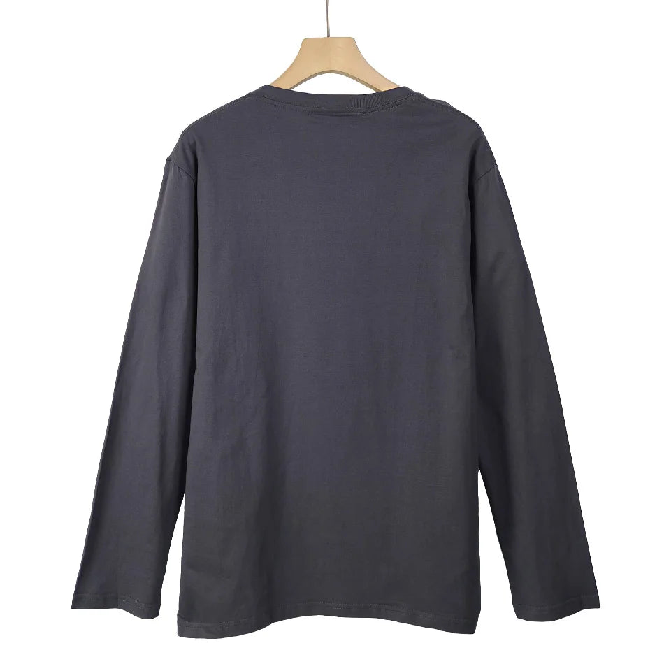 Men 100%Cotton Long Sleeve T shirt For Men Casual Embroidery Mens T-shirts High Quality Male Tops Classic Clothes Men's T-shirts