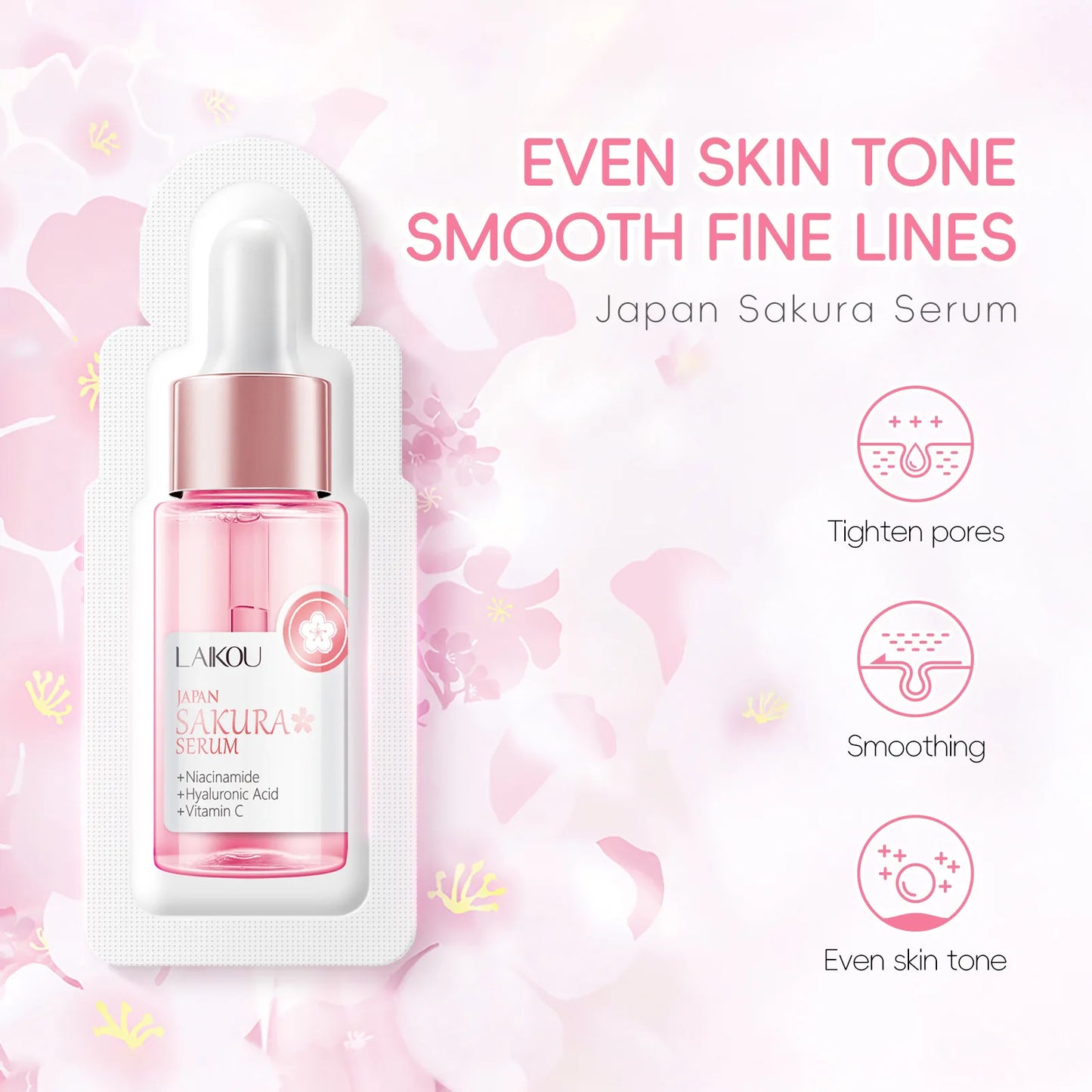 Sakura Whitening Face Serum Anti Aging Fade Fine Lines Tighten Pores Improve Melanin Pigment Dull Moisturizer Brighten Skin Care