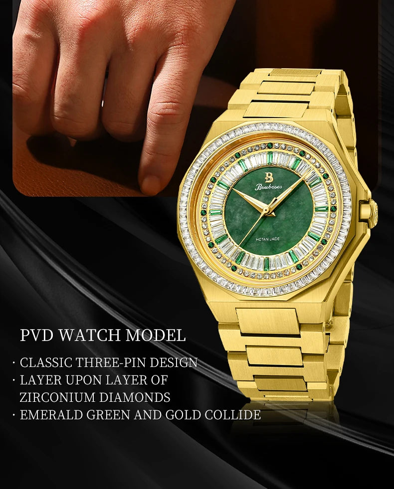 Men Automatic Mechanical Watch 5ATM Waterproof Wristwatch BRUBOSES Stainless Steel Sapphire Crystal Clock Relogio Masculino 2025