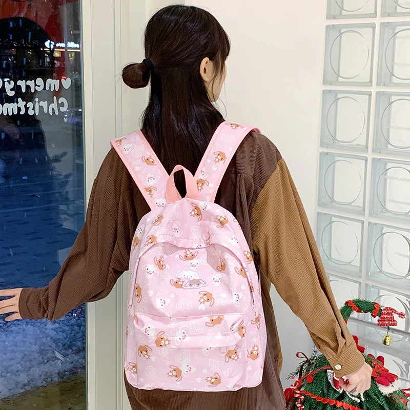 Cute Sugarbunnies Schoolbag Large Capacity Student Backpack Girl Heart Sweet Travel Portable Backpack Girl Holiday Best Gift