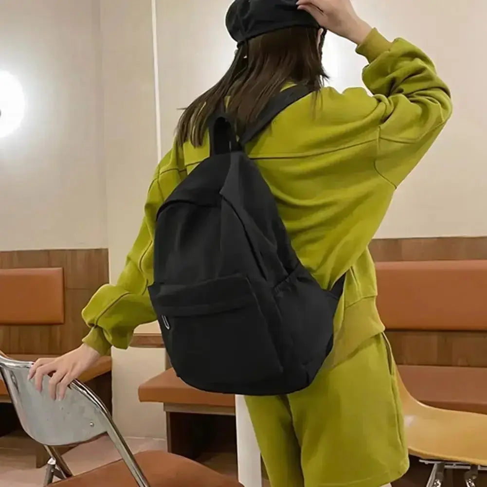 New Women Schoolbag Waterproof Large Capacity School Backpack Smooth Zipper Solid Teens Girl Casual Daypack Bag Student Supply