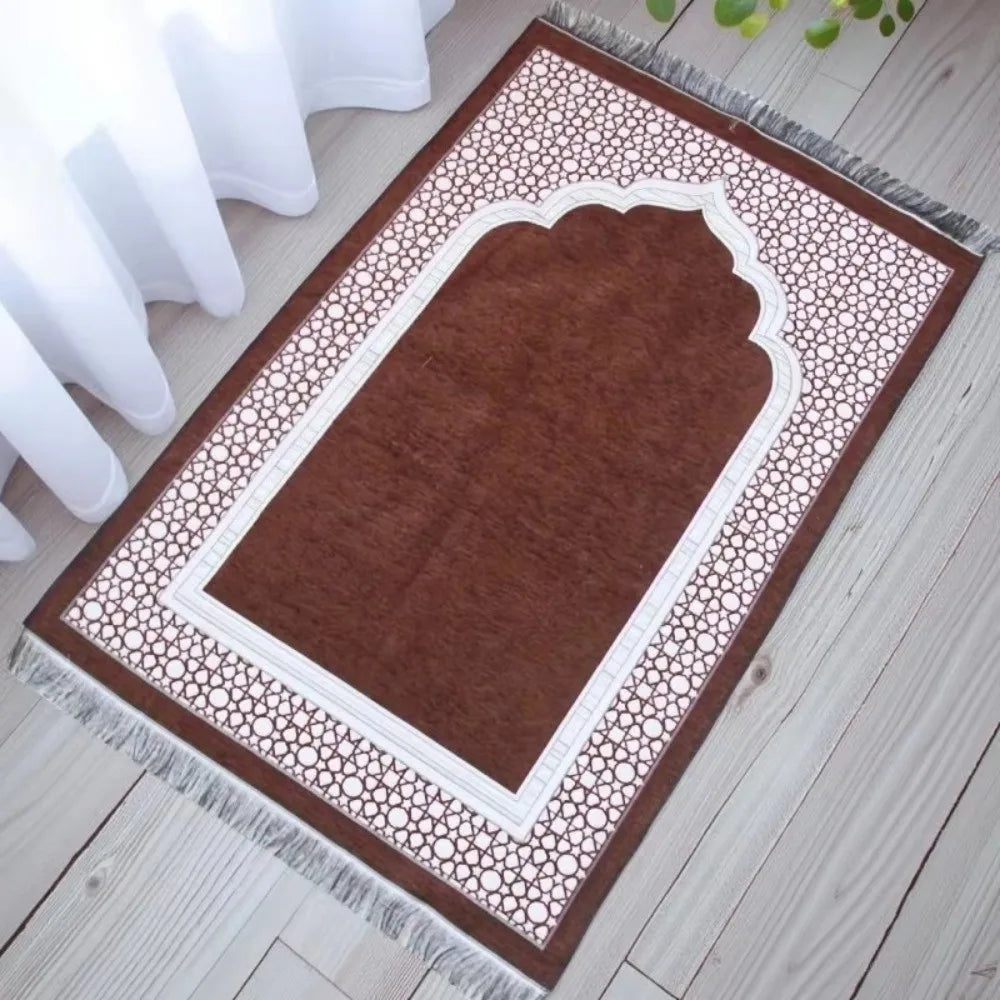 Islamic Gifts 70x110cm Muslim Prayer Rug Non-slip Foldable Prayer Mat Set Rectangle with Prayer Beads Janamaz Sajadah Travel