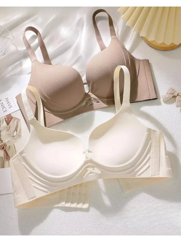 Lingerie Set  Women Small Bust Plus Size ,Breathable Seamless Shaping Bra, Push Up Thick Cotton Underwire Comfortable Daily Wear
