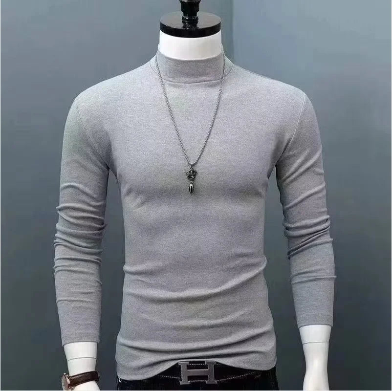 Thermal Underwear Tops Men Winter Clothes Thermal Shirt Autumn Men's Winter Tights High Neck Thin Slim Fit Long Sleeve T-shirt