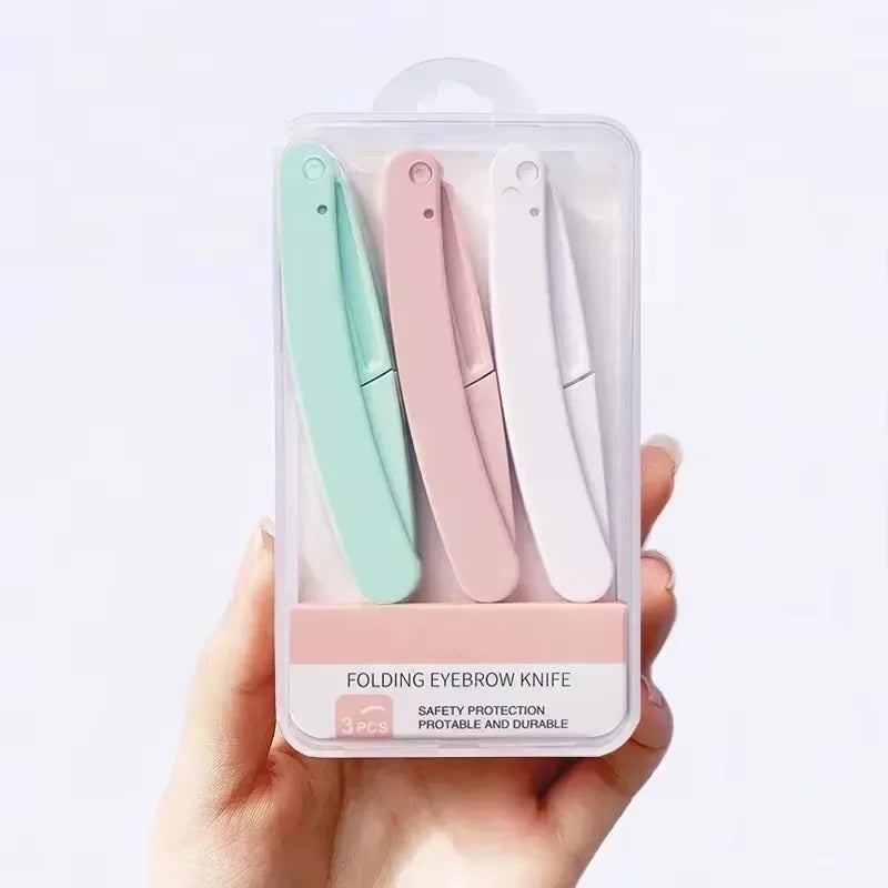 3pc Safe Folding Ladies Face Shaver Eyebrow Trimmer Blade Anti-Scratch Razor Makeup Tools Eyebrow Trimmer Face Razor for Women