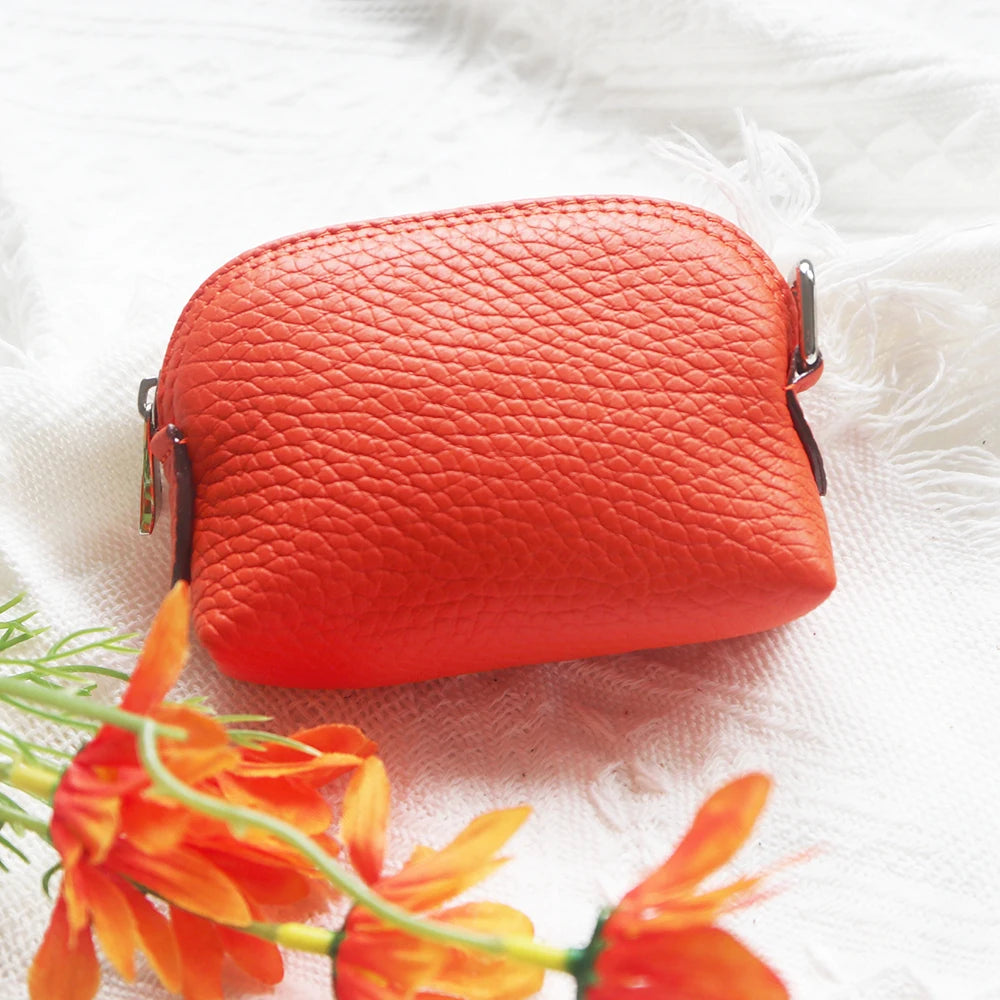 Genuine Leather Woman Coin Purse Luxury Fashion Custom Letter Pouch Mini Key Wallet Luxury Design Earphone Storage Cosmetic Bag